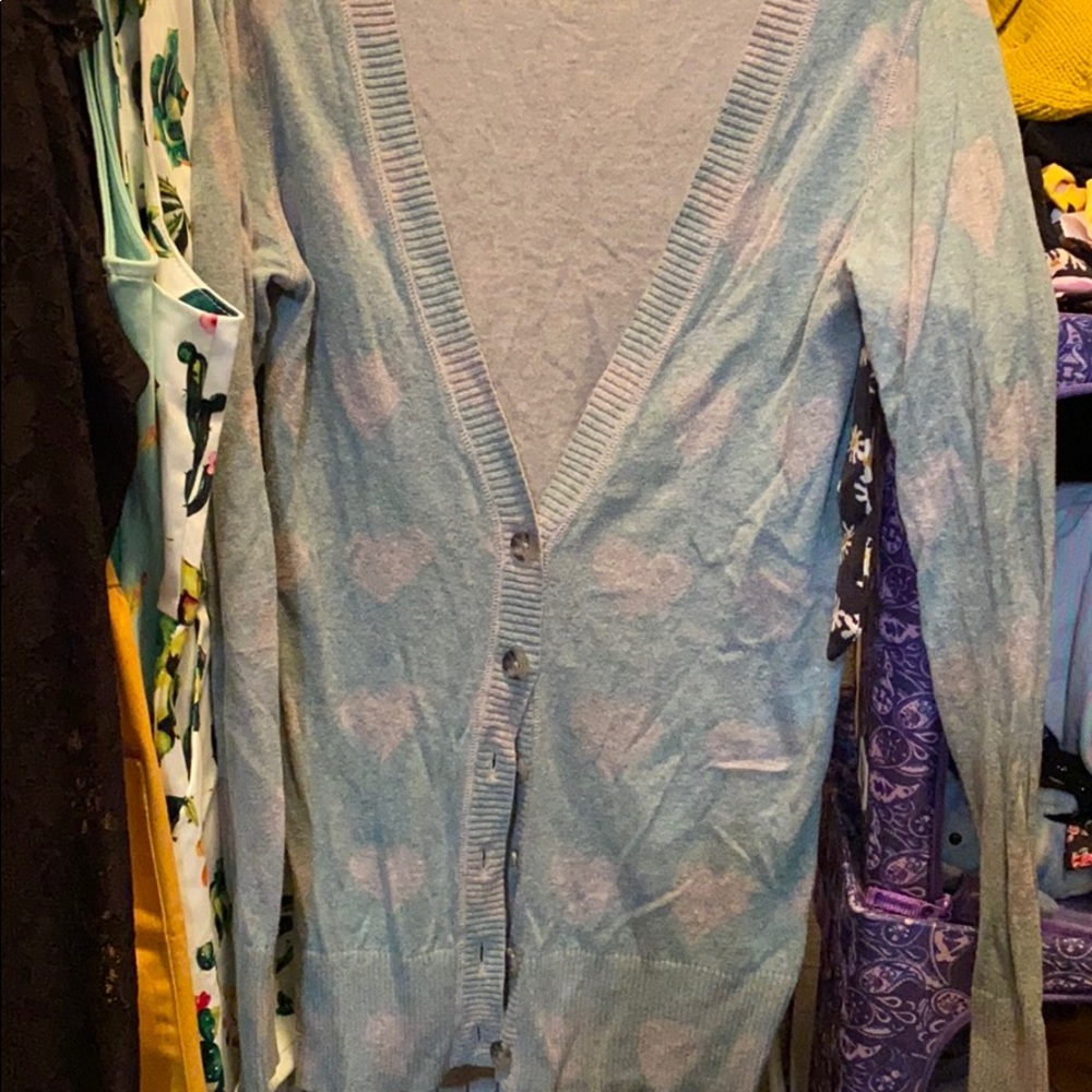 Mint green and gray cardigan